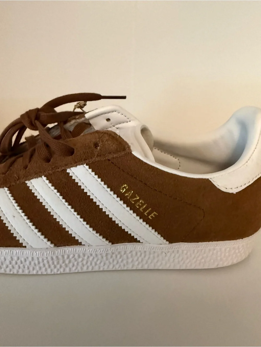 adidas Kids Brown and White Suede Sneakers 5Y